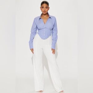 Fashion Nova Blue Button Down Shirt
